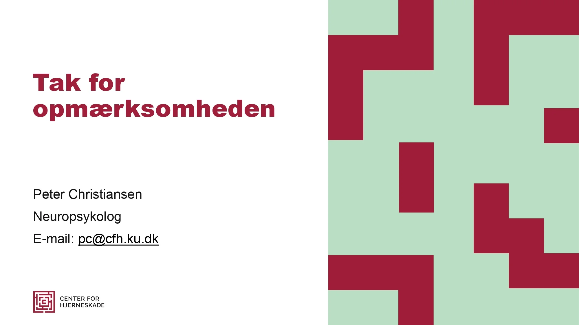 Tak for opmærksomheden (sidste slide)
