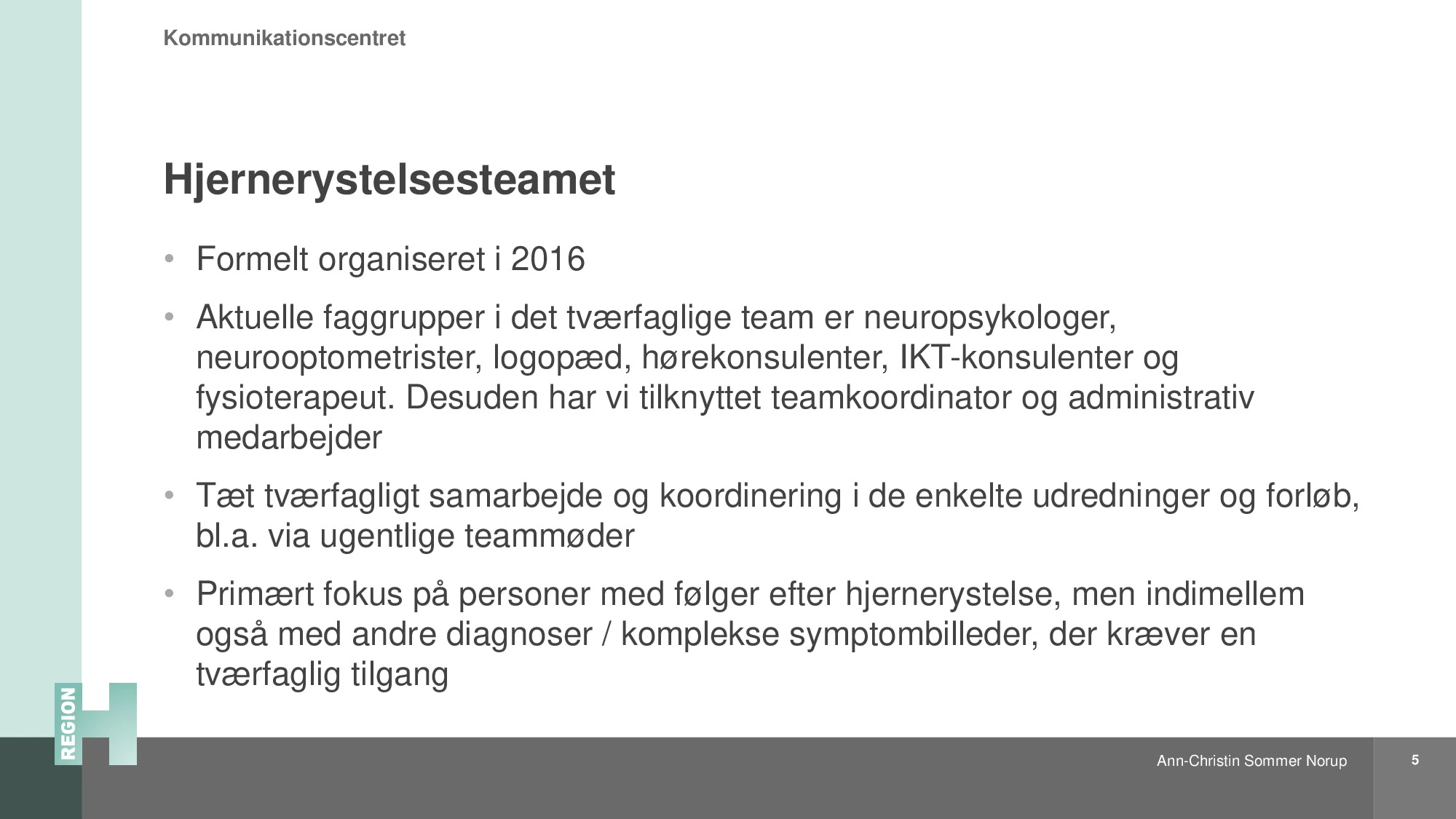 Beskrivelse af hjernerystelsesteamet