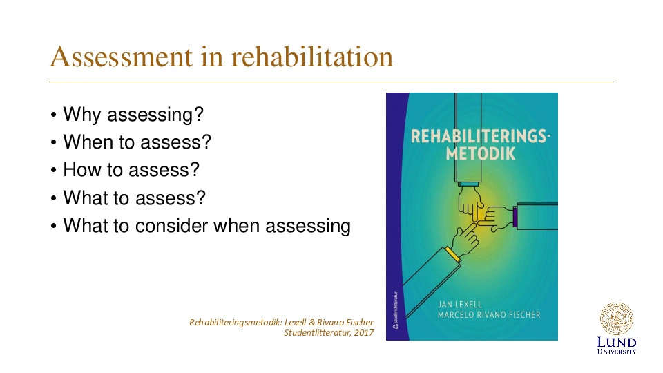 Bogen "rehabiliterings-metodik" skrevet af Jan Lexell og Marcelo Rivano Fischer