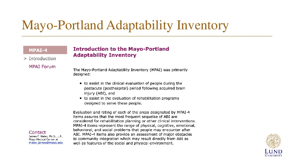 Introduction til Mayo-Portland Adaptability Inventory